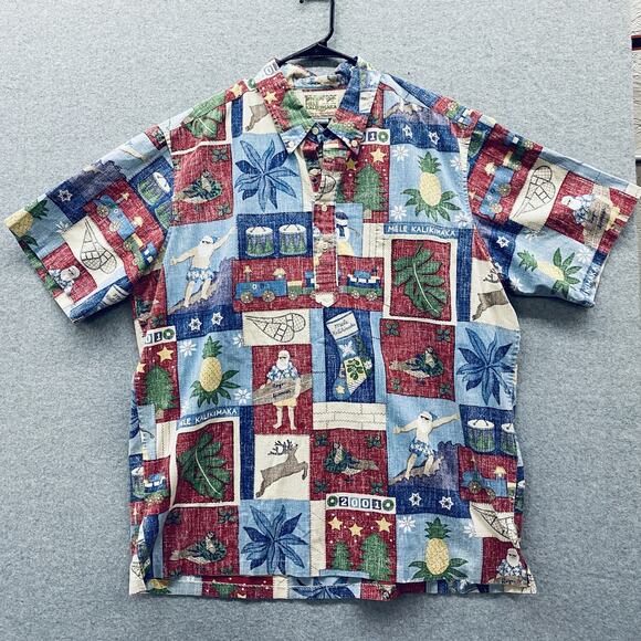 Vintage Reyn Spooner Shirt Mens 2XL Christmas Hawaiian Mele Kalikimaka 2001 y2k - Picture 1 of 8